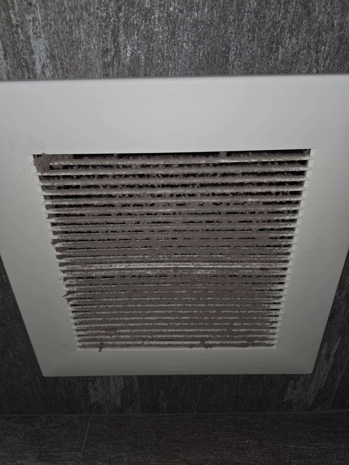 Return grille covered in dust before cleaning